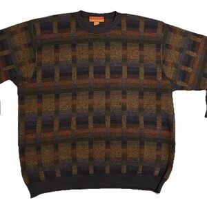 Robert Banks Pullover Dad Sweater Merino Wool Men's XL Geometric Vintage Y2K